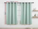 Artiss Blockout Curtains 2X 132x160cm Thermal Insulated Eyelet Drapes Green BC-MATT-132X160-GN