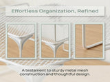2Pcs White Metal Mesh Locker Organizer Shelf Stackable for School Locker Storage V1192-AZ-W-21223