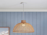 Natural Hand Woven Bamboo Dome Pendant Lamp Hanging Light Rattan Style V563-75186