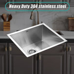 510x450mm Handmade Stainless Steel Undermount / Topmount Kitchen Laundry Sink with Waste V63-770055