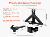 3 Point Trailer Hitch 2 in Receiver, 3pt Quick Hitch Attachment with 3 Trailer Balls, Tractor Tow V952-SJXJSQDKSXTQ3L0DH001V0