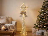 Christabelle 1.5m Lamp Post Christmas Light Up Display Silver Bows Warm White LED Outdoor Indoo 112_MHA713