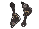 1Pair Spur Strap Leather Rhinestone Western Vintage Style Horse Riding Protective Equipment for V1294-YM3111220274811-0421