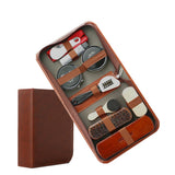 Gold Men's shoe care kit, leather shoe care, men's accessories, shoe care tools, leather case, V1106-918-SIL-13110