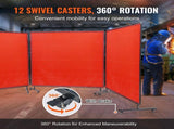 Welding Screen with Frame, 6' x 6' 3 Panel Welding Curtain Screens, Flame-Resistant Vinyl Welding V952-SMSHJPF6X6YCUPLA3V0