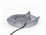 USB-Powered Heated Pet Bed with Plush Fur, Adjustable Thermostat & Timer, Foldable Round Cat Cave V1341-ZY-YYBJ2YGL-GREY