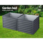 Green Fingers 2x Garden Bed 100x100x77cm Planter Box Raised Container Galvanised GARDEN-ALUMGR-10-FC2