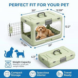 Foldable Hard Cat Carrier, Transparent Pet Crate for Cats & Small Dogs, Collapsible Travel Kennel V1107-136-47040-GRN