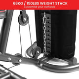 Powertrain Multi Station Home Gym with 68kg Weights Preacher Curl Pad HGM-MTR-080-068