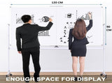 CARLA HOME Double-Sided Magnetic Whiteboard 120x90cm with Wheels, Reversible Design for School, LSB-36222