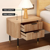 Artiss Bedside Table 2 Drawers Paulownia Wood Pine FUR-U-BS-02-WD