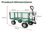 Wallaroo Steel Mesh Garden Trolley Cart 300kg Capacity Wheel - Green GMC-H38-GN