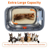 P&P Jumbo Stainless Steel Cat Litter Box for Multi-Cats Large Toilet Box with Removable Lid V767-P-ZM1828
