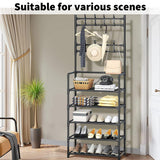 Shoe Rack Storage Cabinet Coat Hat Stand Metal Shelves 12 Pairs Black 60CM V201-QHGMMOREONE028