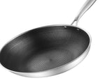 Stainless Steel Wok Pan Double Sided Honeycomb 3 Layer Prevent Sticking Easy Cleaning Wok for V1294-YM0717-3118220189611