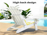 Gardeon Outdoor Table and Chairs HDPE Folding Adirondack Beach Chair Patio Furniture White FF-BEACH-3HEFD-WH