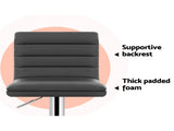 Artiss 2x Bar Stools Padded Leather Gas Lift Grey BA-K-710N-GYX2