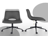 2 Set Office Desk Chair - PU Leather Home Swivel Chair Cut-Out Seat HALO GREY V274-FT-VOC-002BK-GY2