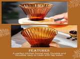 1Set Coffee Funnel with Wood and Glass for Household Pour-Over Brewing V1369-AZ3-W-09054