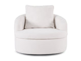 Artiss Round Swivel Armchair Extra Pillow White UPHO-B-ARM11-SWL-WH