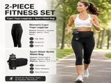 Winter Fitness Bundle - L size Women's High Waist 3/4 Yoga Leggings with Peach Hip Lift and V888-ELOSUNG53745