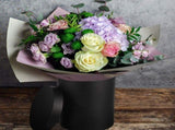 3Pcs Black Round Flower Boxes Cylindrical Paper Bouquet Storage Packaging V1192-AZ-W-24839