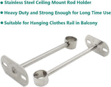 2 Pack Ceiling Mount Bracket, Stainless Steel Wardrobe Pipe Bracket Rod Holder Ceiling Holder, V1188-CYX-LHJ-1933