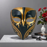 Resin Night Jasmine Full Face Mask, Black & Gold Relief Dark Style, Halloween Christmas Masquerade V1232-YLXMJ-001