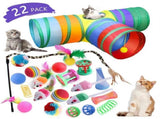 22pcs Pet Toys Combo Set - for Dogs,Cats & Rabbits Interactive T-Tunnel Cat Teaser Plush Mouse Set V1369-AZ3-W-22267