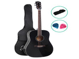 Alpha 41 Inch Acoustic Guitar Wooden Body Steel String Dreadnought Black GUITAR-D-41-BK