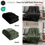 Ardor Clayton Faux Fur Soft Plush Throw Rug 130x170cm Khaki V442-INT-THROW-CLAYTONFAUXFUR-KHAKI-RE
