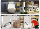 Handrails Outdoor Steps Stair Railing Indoor, 1 to 3 Steps Stairs Wall Mounted Metal Handrail V1370-AZ4-05555