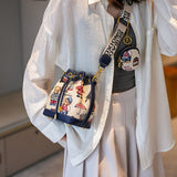 Women'S Bucket Bag Bear Print Handbag Trendy Handbag British Style Bag - Blue - Size 11-14-19 V1347-127-33686-BLU-11-14-19