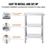 Stainless Steel Food Prep Table, 14 x 24 x 34 Inch Commercial Kitchen Worktable, with 2 Adjustable V952-CFBXGGZTSCGZZZ9YVV0