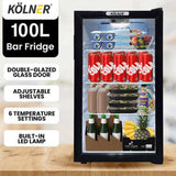 Kolner 100L Mini Bar Wine Fridge Glass Door Beverage Cooler Drinks Refrigerator FDG-YGE-BC-100L