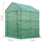 Green Fingers Greenhouse 1.4x1.55x2M Walk in Green House Tunnel Plant Garden Shed 8 Shelves GH-WALK-14X15-GR