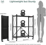 CARLA HOME 3-Tier Foldable Storage Shelf with Wheels for Kitchen, Garage, Pantry or Basement LSB-36140