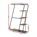 Artiss Clothes Rack Wardrobe Coat Stand 4-Tier Walnut HANGER-C-02-MET-WAL