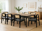 Levede Dining Chair Wood Rattan Armless Black x8 CH1144-2-BKX4