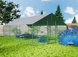 Heavy Duty XL Metal Walk-In Chicken Run with Cover, 276x405x300cm, Black V178-59376