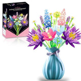 Flower Bouquet Building Set for Adults Women,Botanical Collection Unique Home Dcor or Office V1369-AZ3-W-22266