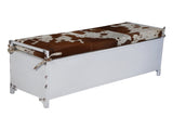 COWHIDE IRON LOCKER BENCH V742-M11242
