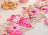 66-Inch Fall Garland with White Pumpkins and Maple Leaves for Thanksgiving Halloween Decor, Blush V1370-AZ4-10633