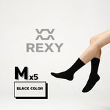 5X Rexy 3D Seamless Crew Socks Medium Slim Breathable BLACK V274-GM-RX3DCW-M5-BK