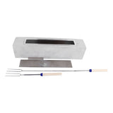 Tabletop Fire Pit Rectangle Concrete Grey Stainless Steel Liner with Lid Sticks Small Portable V1294-YM0901-3111230275111