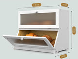 CARLA HOME Double Layer Bamboo Bread Box for Kitchen Counter - Large Capacity Bread Storage LSB-36198
