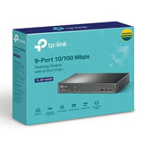 TP-Link TL-SF1009P 9-Port 10/100Mbps Desktop Switch with 8-Port PoE, Up 65W for 8 PoE ports, Up V1202-V2-NWTL-SF1009P