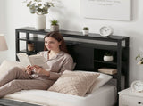 Artiss Bed Headboard King Single Storage Bedhead Charging Station Black BED-HEAD-SOR-KS-BK