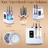 3 IN 1 Electric Makeup Brush Cleaner Machine with MakeupBrush Dryer - Auto Makeup Foundation, V1107-109-80765