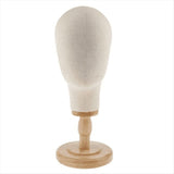 Wig Head Stand Mannequin HeadHat Display Stand Linen Wig Holder, Canvas Dome Detachable Wood Stand V1369-AZ3-W-11469